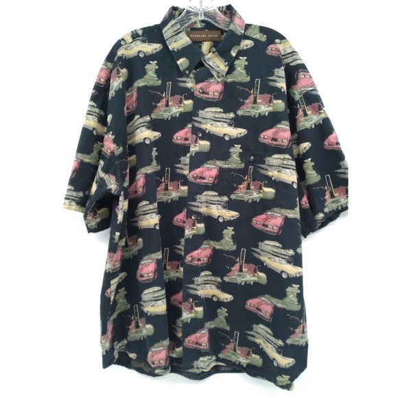 Woodland Trail Other - Woodland Trail men's vintage car novelty print short sleeve button down shirt 2X